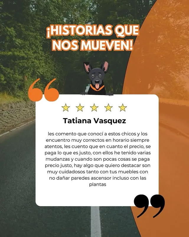 Testimonio de 5 estrellas de un cliente de Yoru Express publicado en Instagram